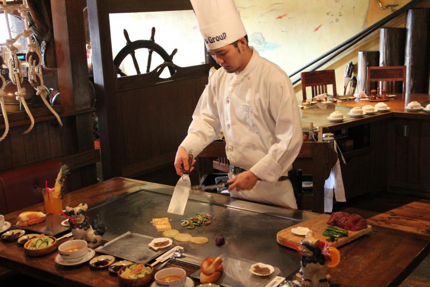 「沖縄deステーキ／夕朝食付」クッキングパフォーマンスも楽しい人気ステーキ店！＜スタンダード＞