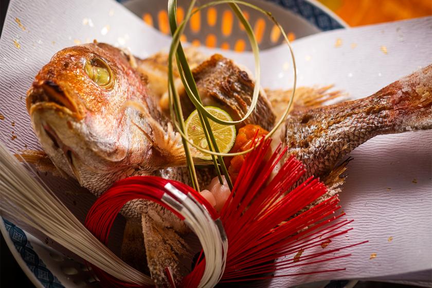 【お祝いプラン－近江牛特選会席－】＜尾頭付き焼き鯛＞想い出に残る料理と過ごす、特別な記念日――