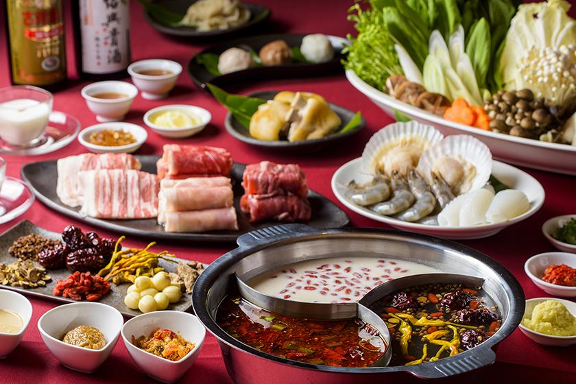 [Hot pot dinner] 3 types of special soups to choose from, including medicinal dishes, hot water, spicy and spicy soup, authentic hot pot dinner <2 meals included>