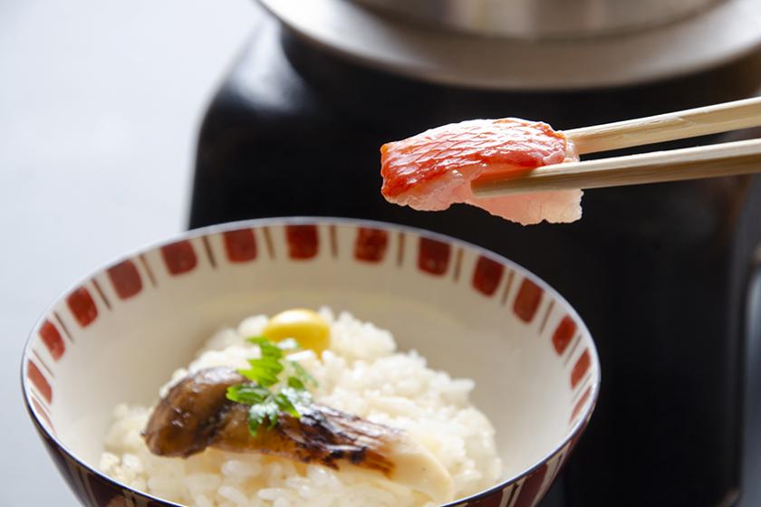 ＜室数限定＞伊豆に来るならつるやのうまいもん食わっしぇー♪ アツアツ炊き立て！厳選旬素材のうまみ凝縮！桜海老と桜鯛の釜飯と地酒飲み比べ