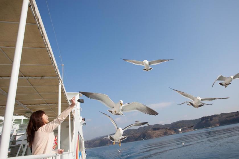 【氣仙沼灣遊船/含早餐】在氣仙沼推薦的帶海灣遊船票的方案，可以環遊里亞斯海岸，每人1間