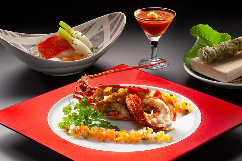 <Dinner upgrade> A blissful dinner time with a special dinner ☆ Enjoy Ise lobster x abalone x Japanese beef