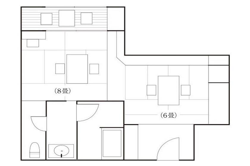 Japanese-style room [8 tatami mats + 6 tatami mats front room] ("Sugashima" "Sakate") * 3rd and 4th floors