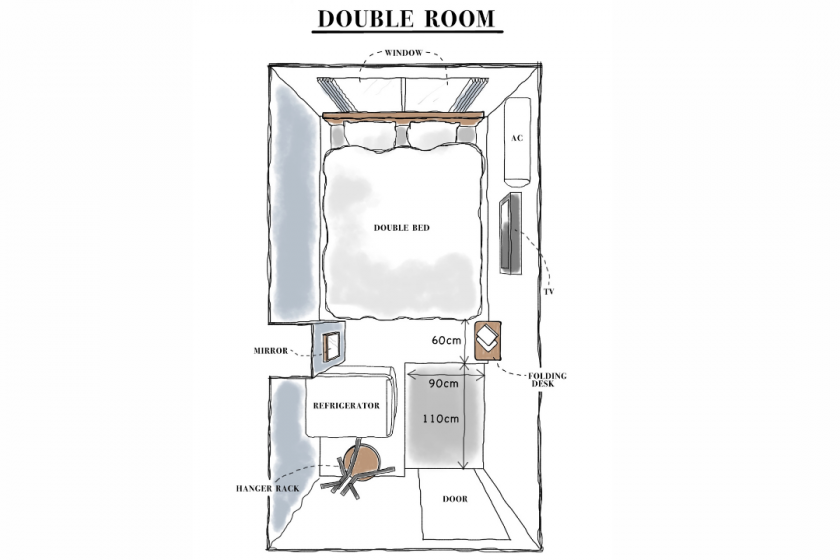 Double room (* shared toilet and shower room)