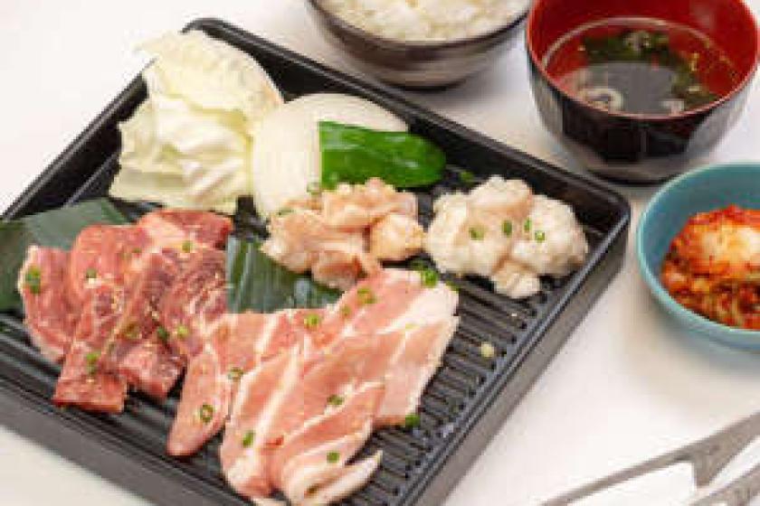 [Business Family] Energetic! "Fukujuen" stamina grilled meat set meal included ♪ Breakfast, bed-sharing, parking lot free
