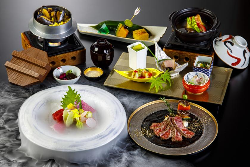 [Guest room stay with hot spring open-air bath] Japanese and Western creative cuisine dinner (first half) & Japanese and Western buffet breakfast