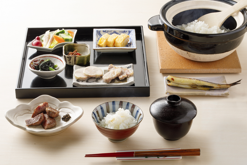 [Special breakfast] A higher-grade breakfast using rice cooked in the oven and Noto beef / 1 night with breakfast
