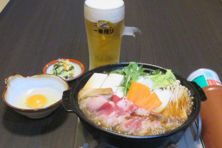 [2 meals included] Eat at the restaurant! "Sukiyaki + draft beer set" and plan with breakfast