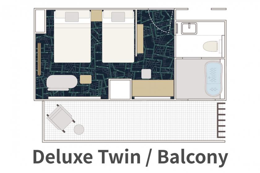 Deluxe Twin Room, Non-Smoking, Balcony (separate bathroom and toilet) for 2 people