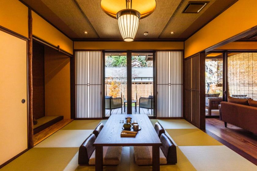 For 3-4 people only: [Tohoku's first and most luxurious annex] <Guaranteed private dining room> Annex with half open-air bath with natural hot spring water/Top-class kaiseki course meal carefully selected by the head chef ~ Reservations made through the o