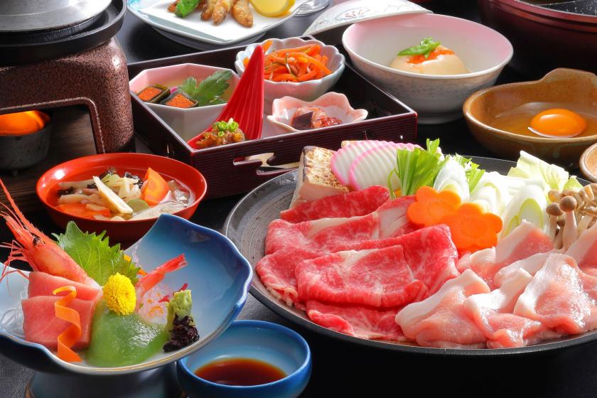 [Standard Plan] Aizu Buke Japanese Meal + Japanese Black Beef & Rokuyama Kogen Pork Suki-Shabu Hot Pot♪