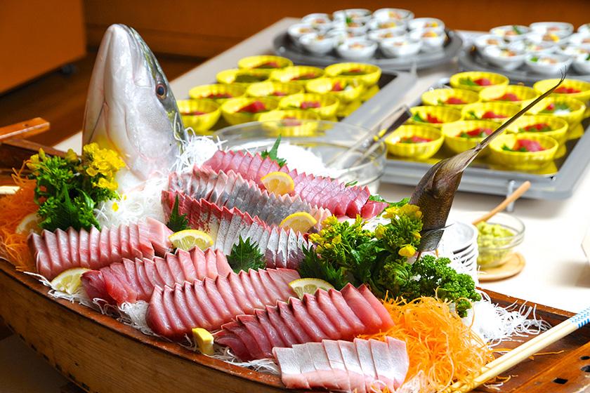 ◆【スタンダード】さざえ・帆立貝の海鮮網焼きが大好評の旬菜バイキング☆飲み放題付き！