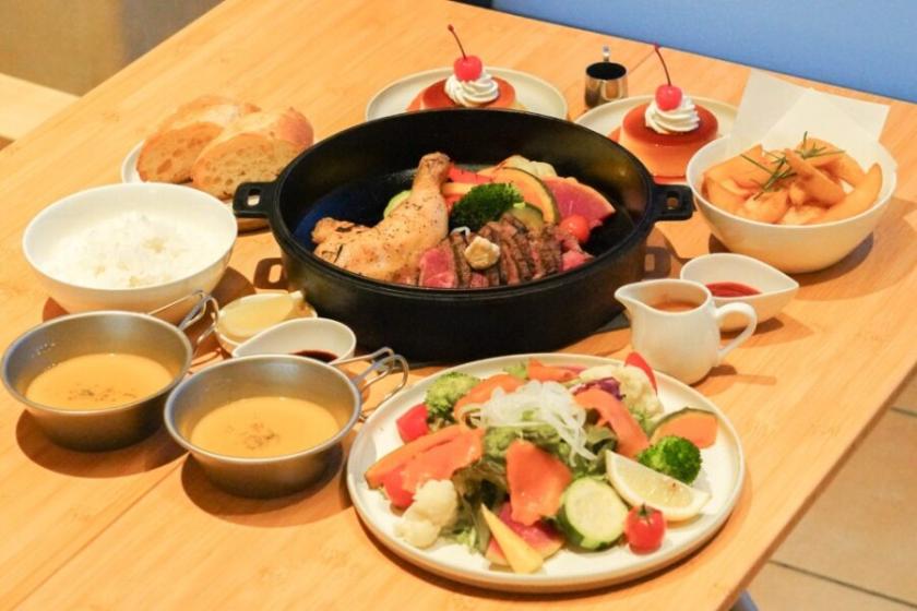 “JYUBAKO”1晚2餐方案/晚餐：Snow Peak Cafe＆Dining的晚餐套餐*儿童餐盘/早餐：热三明治