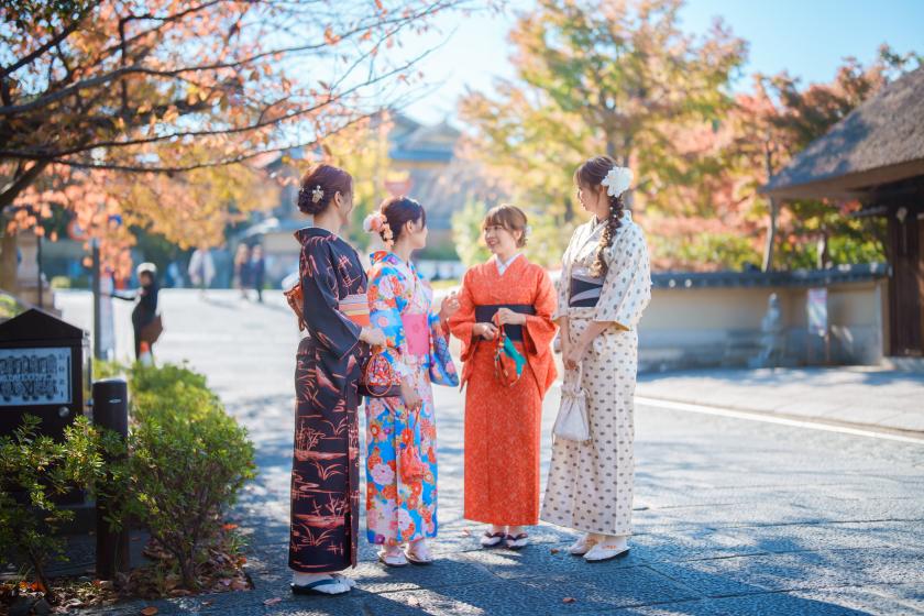 【レンタル着物＆ヘアセット付き】手ぶらでOK！お気に入りの着物で巡る京都散策旅♪＜無料朝食ブッフェ付＞