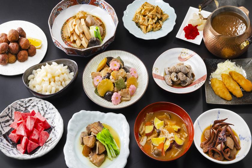 【含兩餐/晚餐為自助餐】前澤牛、鮪魚、雪蟹！ ＆“KIZUNA”自助餐計劃，您可以享受岩手縣和東北的時令菜餚和特色菜餚