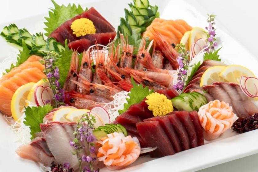 <Dinner included> A luxurious buffet of seasonal sashimi and beef steak or shabu-shabu