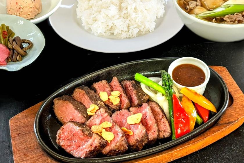 [Rare cuts of Yonezawa beef] Rump and aitchbone cut steak with local Yamagata potato stew and one drink (2 meals included)