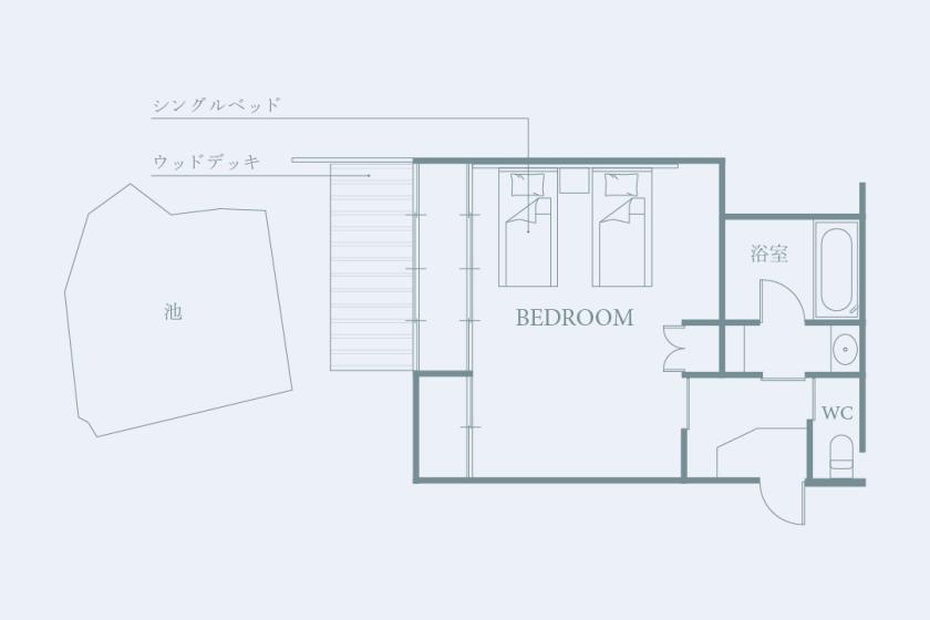 [Ichihime] A room reminiscent of the Showa era retro atmosphere, with a view of a pond beyond the veranda.