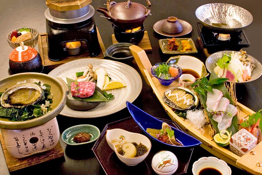 超贅沢  あわびのしゃぶしゃぶとしまね和牛ステーキ 50gプラン