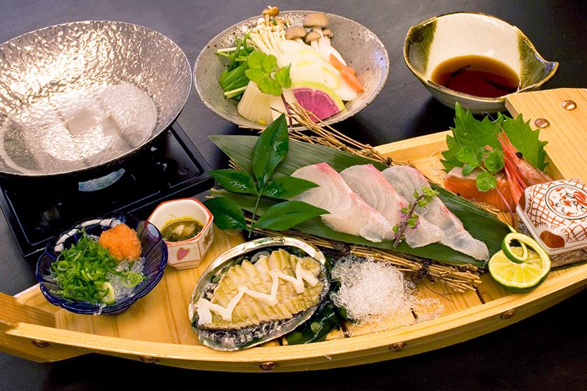 超贅沢  あわびのしゃぶしゃぶとしまね和牛ステーキ 50gプラン