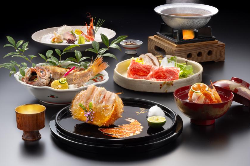 【早期割30日前1500円お得】【活毛ガニ×能登牛コラボ】橋立漁港直送の活毛ガニと能登牛を贅沢に食す