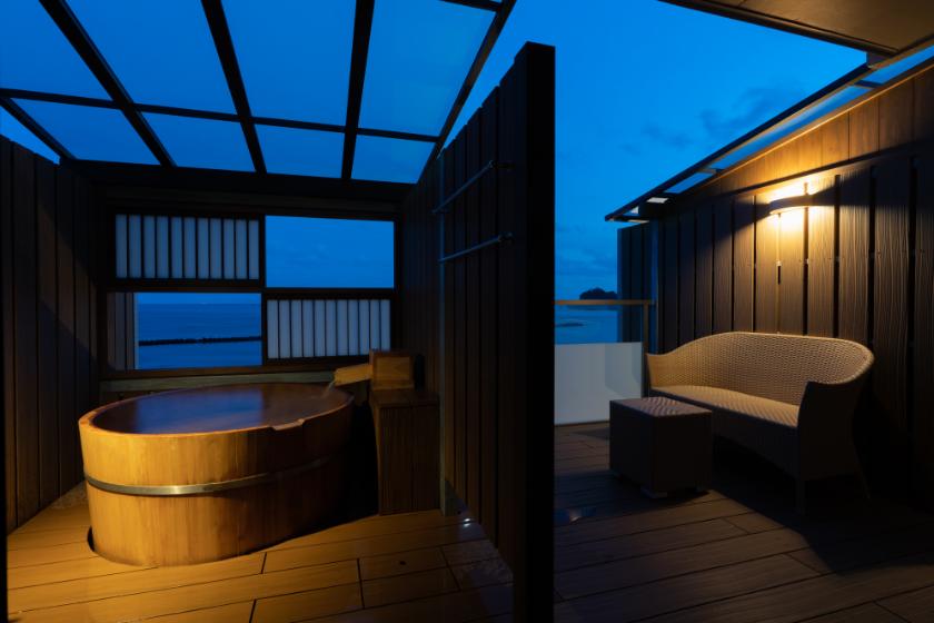 【河津浜一望 レトロモダン角部屋～大島～】温泉掛流し露天風呂