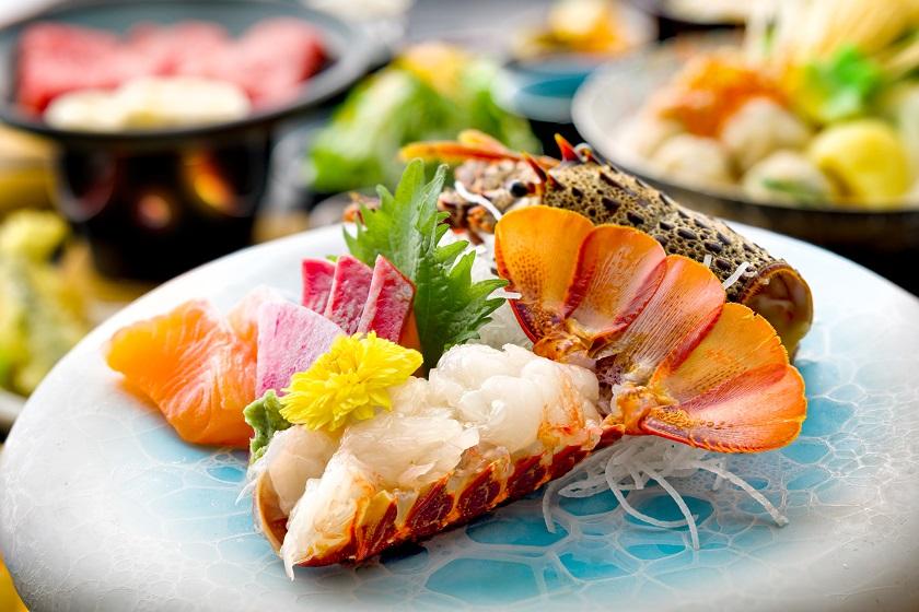 [Potato soup with Shinshu miso, Shinshu beef grilled shabu-shabu, spiny lobster sashimi] A premium summer banquet plan featuring the bounty of Shinshu