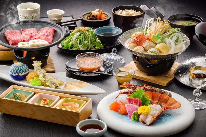 [Potato soup with Shinshu miso, Shinshu beef grilled shabu-shabu, spiny lobster sashimi] A premium summer banquet plan featuring the bounty of Shinshu