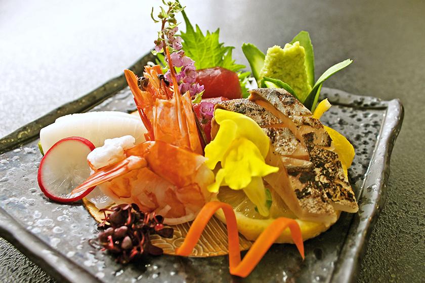 ＜鮮魚4種お造り・枝豆饅頭・牛ロース陶板焼き＞涼風の彩り「月見草会席」　＜6月～9月＞