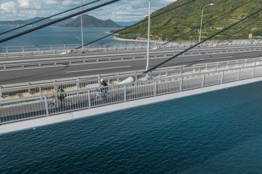 Cycling tour across Tatara Bridge