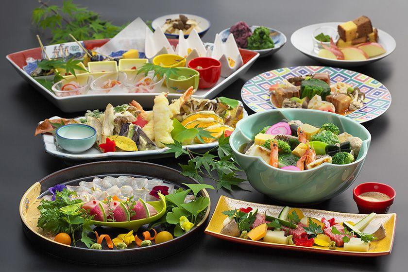 【卓袱グレードアップ】季節卓袱プラン　鯛薄造りと本鮪にぎり　国産牛と彩野菜≪9～11月≫