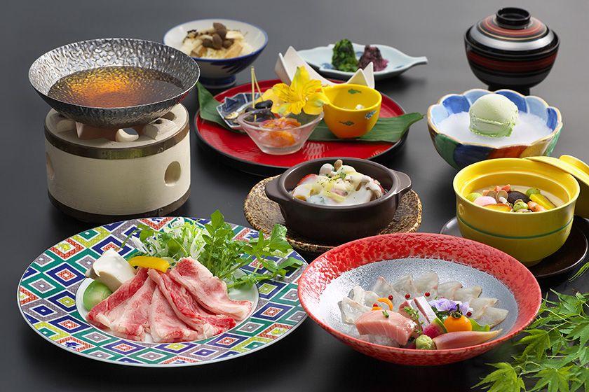 【会席グレードアップ】季節会席プラン　牛の出汁しゃぶ鍋　山海の恵みオランダ焼≪9～11月≫