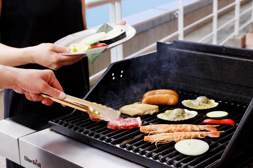 【屋上アウトドアバーベキュー】景色とお肉を堪能！～夕朝食付き～