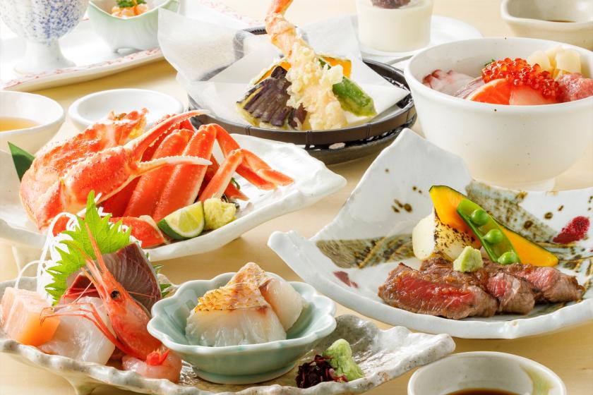 【期間限定】ずわいがに・能登牛入り石川の味覚コース付プラン（2食付き）