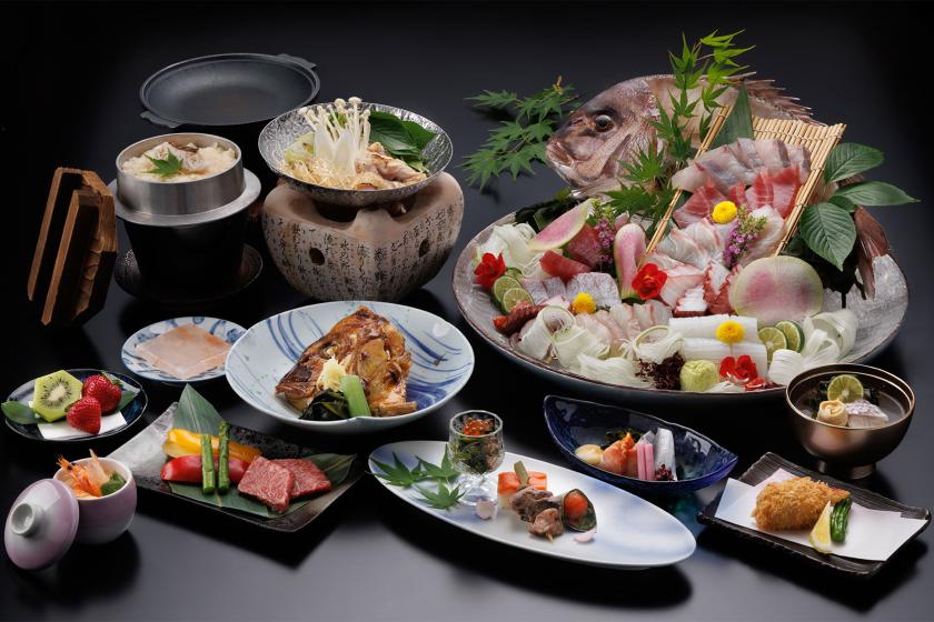 当館人気No．１！阿波牛☆阿波尾鶏☆鳴門鯛！全部食べちゃお渦潮会席☆【お部屋食】