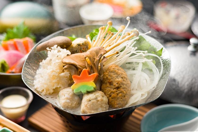 【早割30】お一人様1100円OFF【鮑お造・長野県産五種のきのこの胡麻醤油鍋・信州牛の焼きしゃぶ】秋信州恵みづくしグレードアップ会席