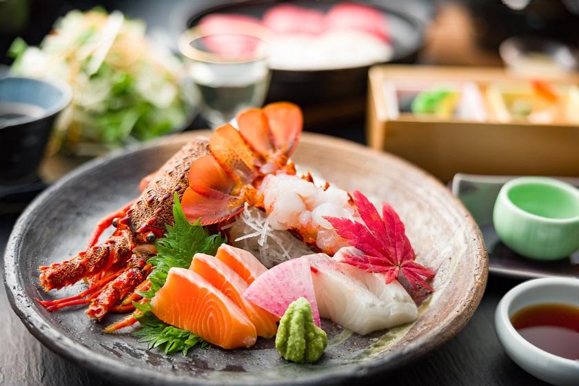 【早割30】お一人様1100円OFF【伊勢海老お造り･長野県産五種のきのこ胡麻醤油鍋・信州牛焼きしゃぶ】秋信州恵みづくし最上級会席プラン