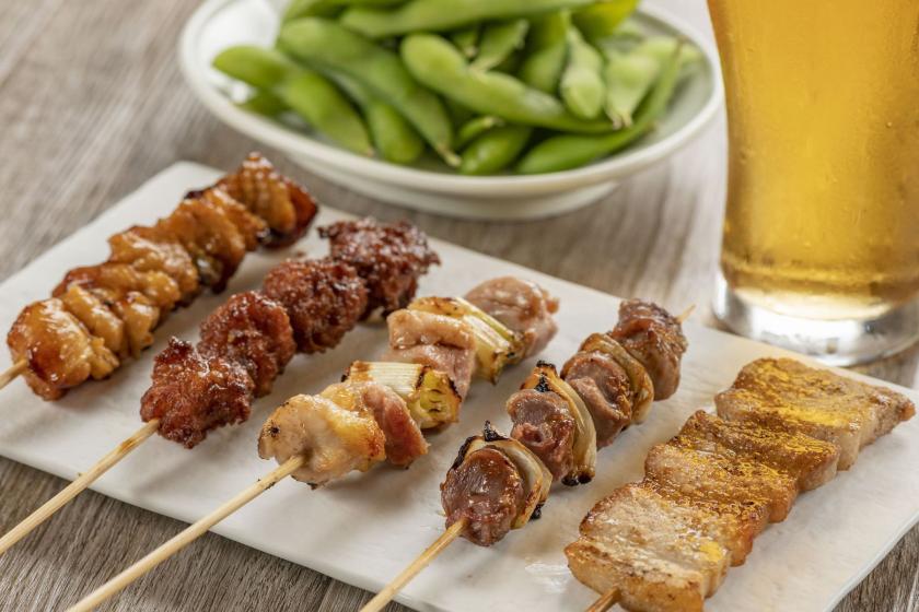 ホテルおとなりの【とりさん】で生ビール+焼き鳥を堪能♪晩酌セット+朝食付