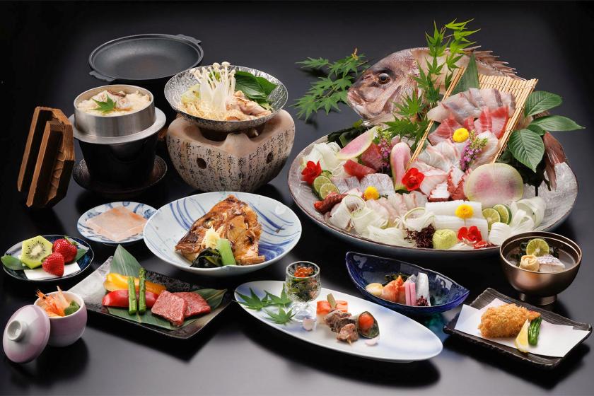 当館人気No．１！阿波牛☆阿波尾鶏☆鳴門鯛！全部食べちゃお渦潮会席☆【お部屋食】