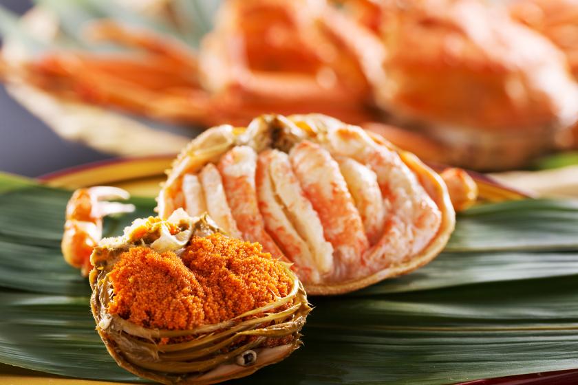 【加能蟹&香箱蟹】紅葉と夫婦蟹を愛でる 秋のふたり旅 2か月だけの贅沢マリアージュ 刺身・焼・甲羅酒