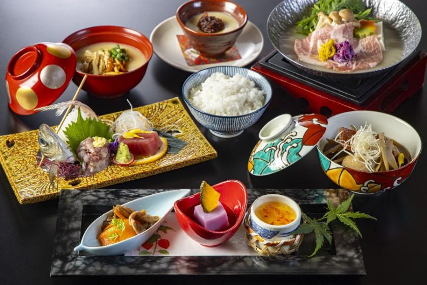 お手軽会席◆気軽にかけ流し温泉を満喫♪◆朝食はお食事処で和定食（夕朝食付き）