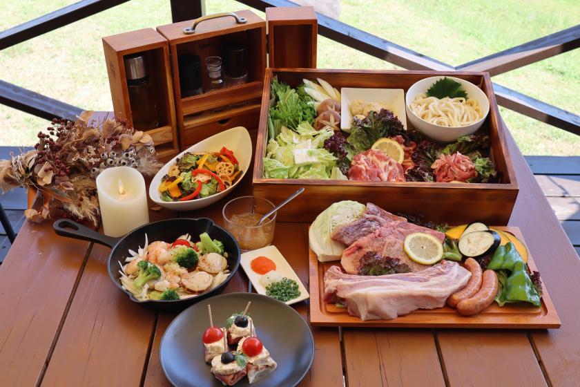 【季節限定】プレミアムプラン｜大自然の中で常陸牛と旬の味覚を堪能する贅沢グランピングステイ｜夕朝食付