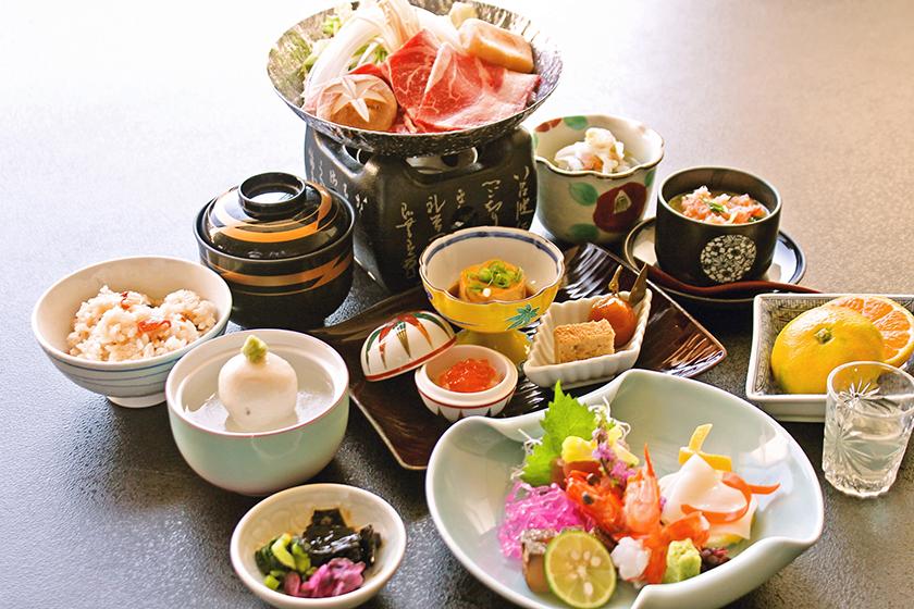 ＜鮮魚4種お造り・牛ロースすき鍋・蟹茶碗蒸し＞旬の味覚「天城山会席」　＜12月～2月＞