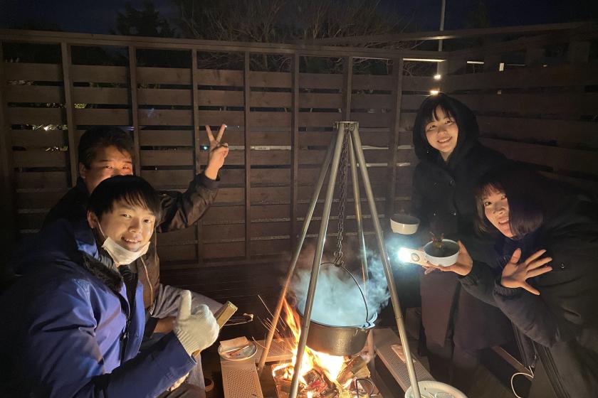 【1日2組限定】温暖な南房総で思い出に残る卒業旅行・合格祝いを！ 焚火満喫冬のあったかステイ～冬のBBQ&焚火料理～(夕朝食付)