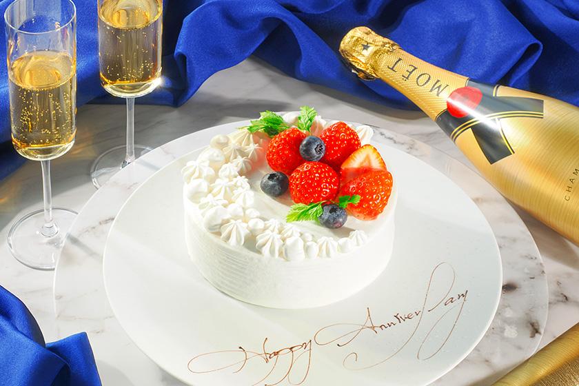 Recommended for anniversaries! A plan with a full bottle of champagne and a selectable gift