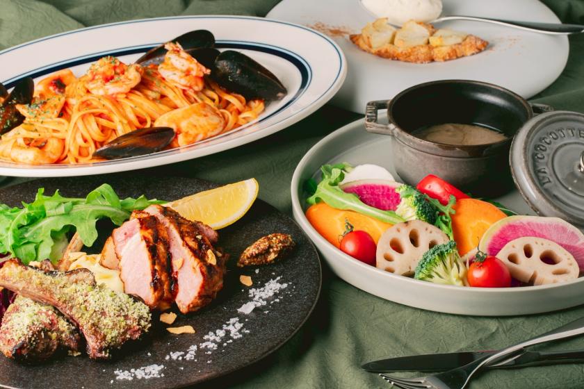 【グランピング施設利用プラン】2食付｜厳選された自然の素材を楽しむ！シェフ特製イタリアンコース