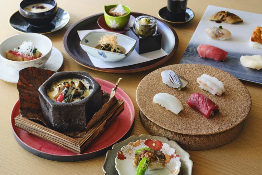 【1日2組限定　ダイニング「六つ喜」× 鮨処「藍寿」】海の幸を極める、匠の饗宴 鮨会席プラン◇「六つ喜」＜ご夕食・前半　17：00～17：30ご入店＞【1泊2食付】