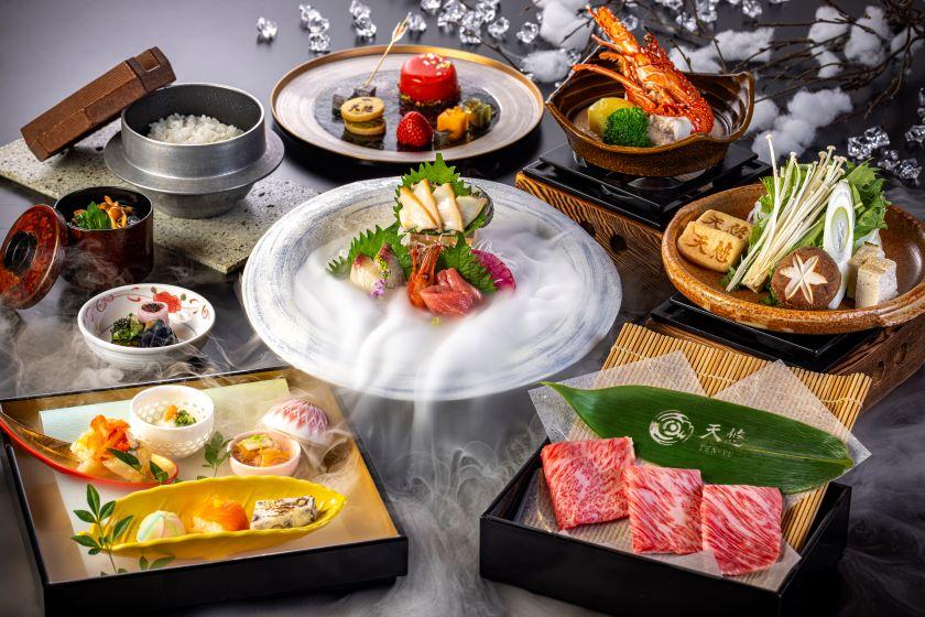 【数量限定★天悠 特製味覚会席】豪華特撰会席「悠然」料理長こだわりの特製味覚会席夕食＜前半＞と和洋ビュッフェ朝食～ユネッサン入り放題