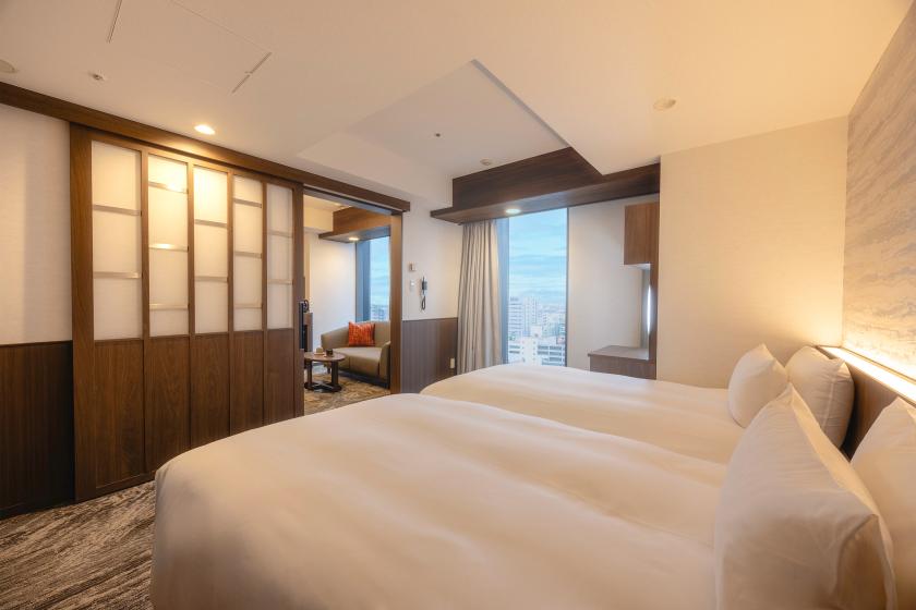 【2026年改装】■高層階■デラックスツイン／禁煙・30平米