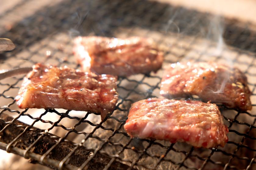 【2食付（炭火焼）】川魚の塩焼きと国産牛を堪能。五感を刺激する囲炉裏ディナーコース「山海」。